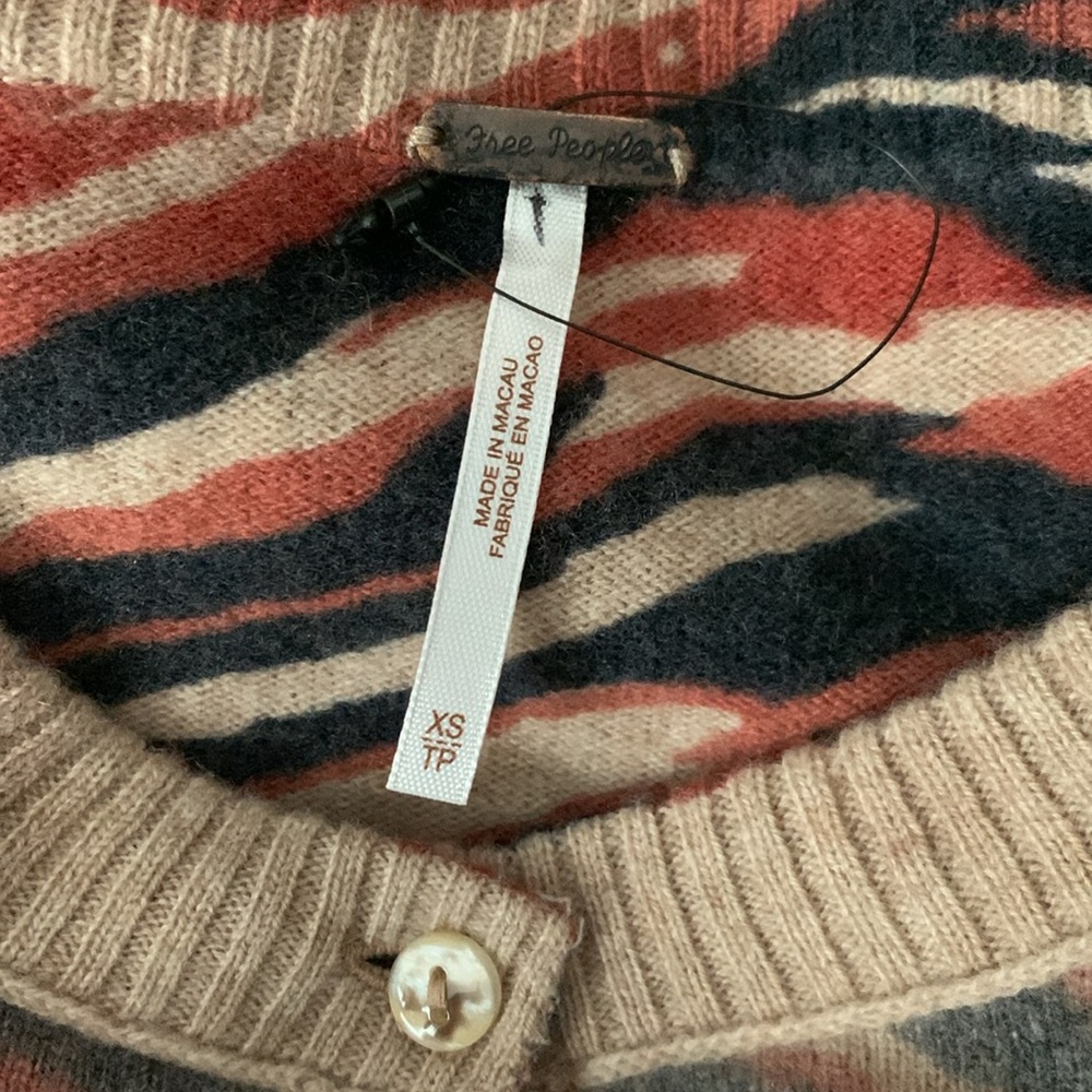 NWOT FREE PEOPLE Cashmere Nocturnal Cardi Tiger Print - Picture 10 of 11